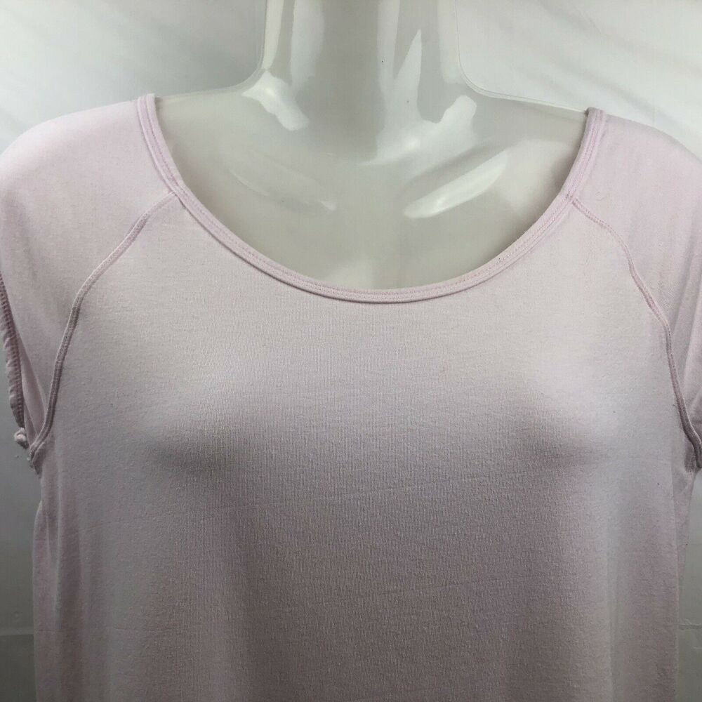 Zella Top Women XS Light Pink Cotton Stretch Cap Sleeve Round Hem Activewear Tee - Picture 3 of 11